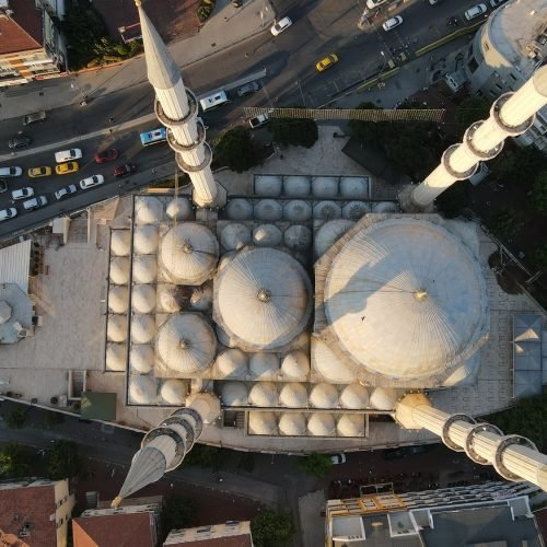 Aerial shot of an Islamic mosque in Instanbul, Turkey Aerial shot of an Islamic mosque in Instanbul, Turkey